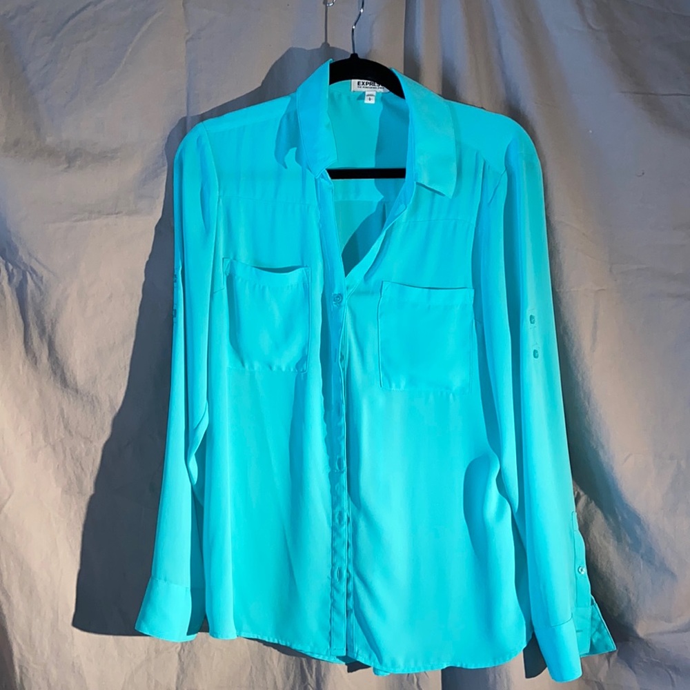 Womens Express large teal blouse